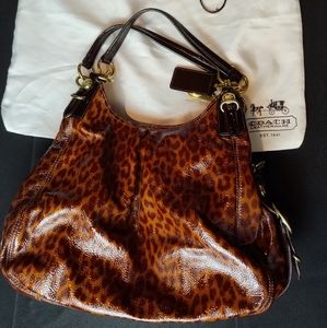 Coach Mia Maggie patent leather animal print bag